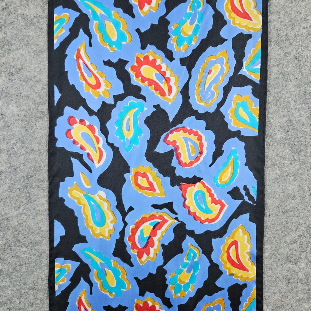 Bill Blass Silk Scarf Multicolor Paisley Designer Accessory Luxury 10 1/2 x 53